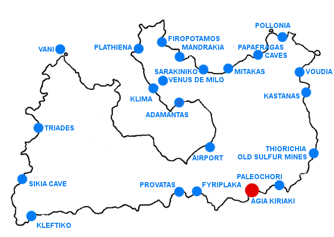 Mapka Agia Kiriaki - ostrov Milos