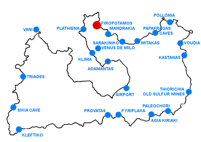 Mapka Firopotamos - ostrov Milos