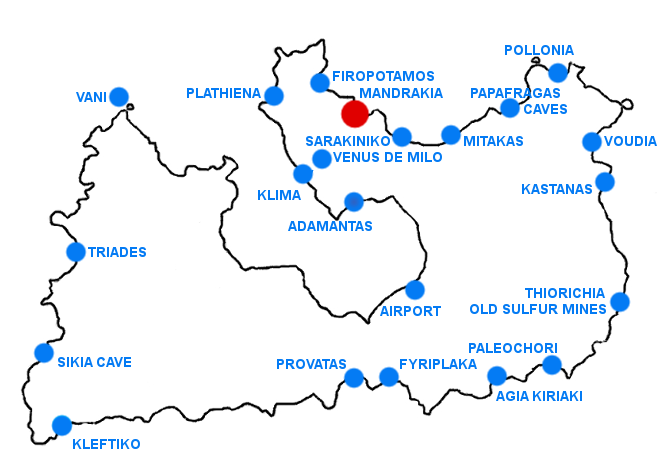 Mapka Mandrakia - ostrov Milos