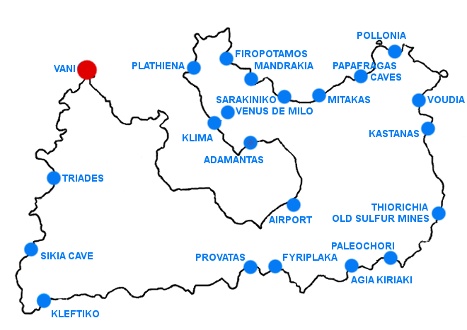 Mapka Vani - ostrov Milos