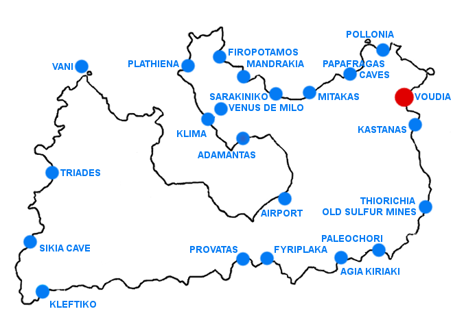 Voudia mapka - ostrov Milos
